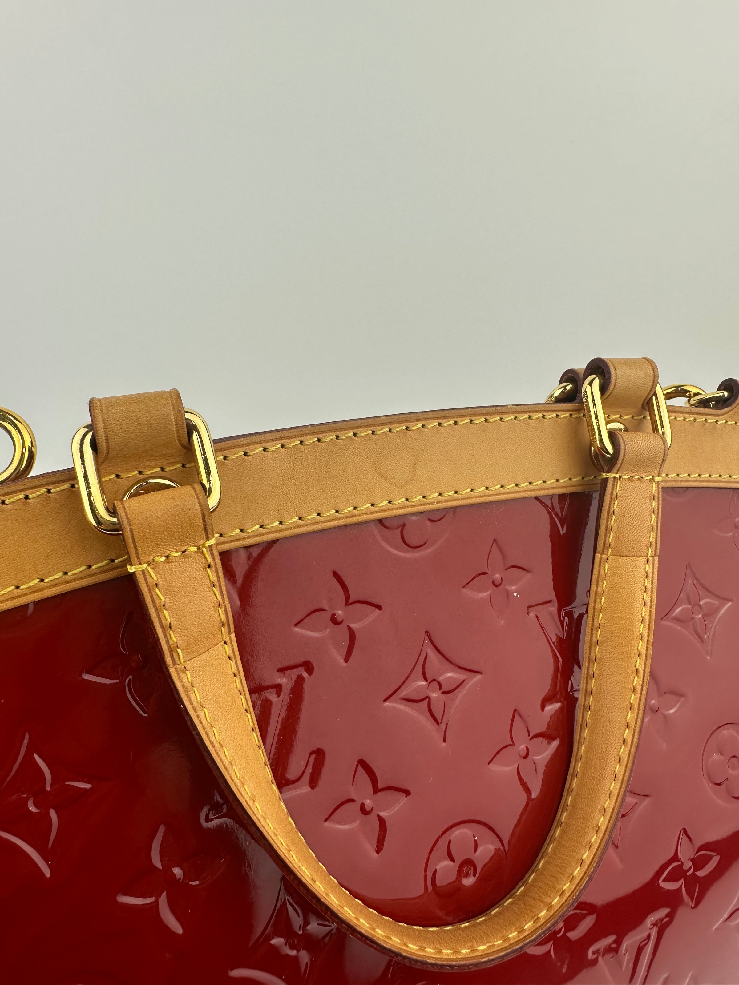 Brea MM Cerise Monogram Vernis Bag