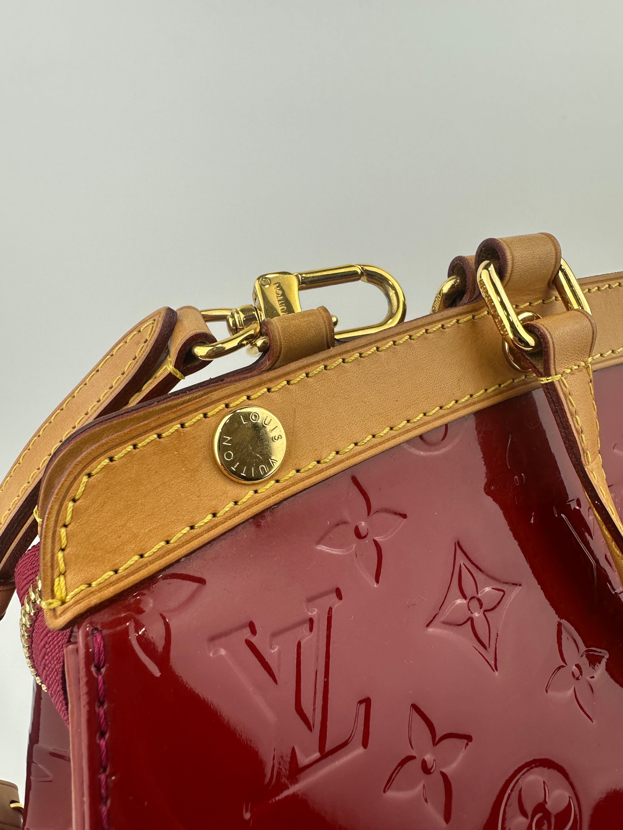 Brea MM Cerise Monogram Vernis Bag