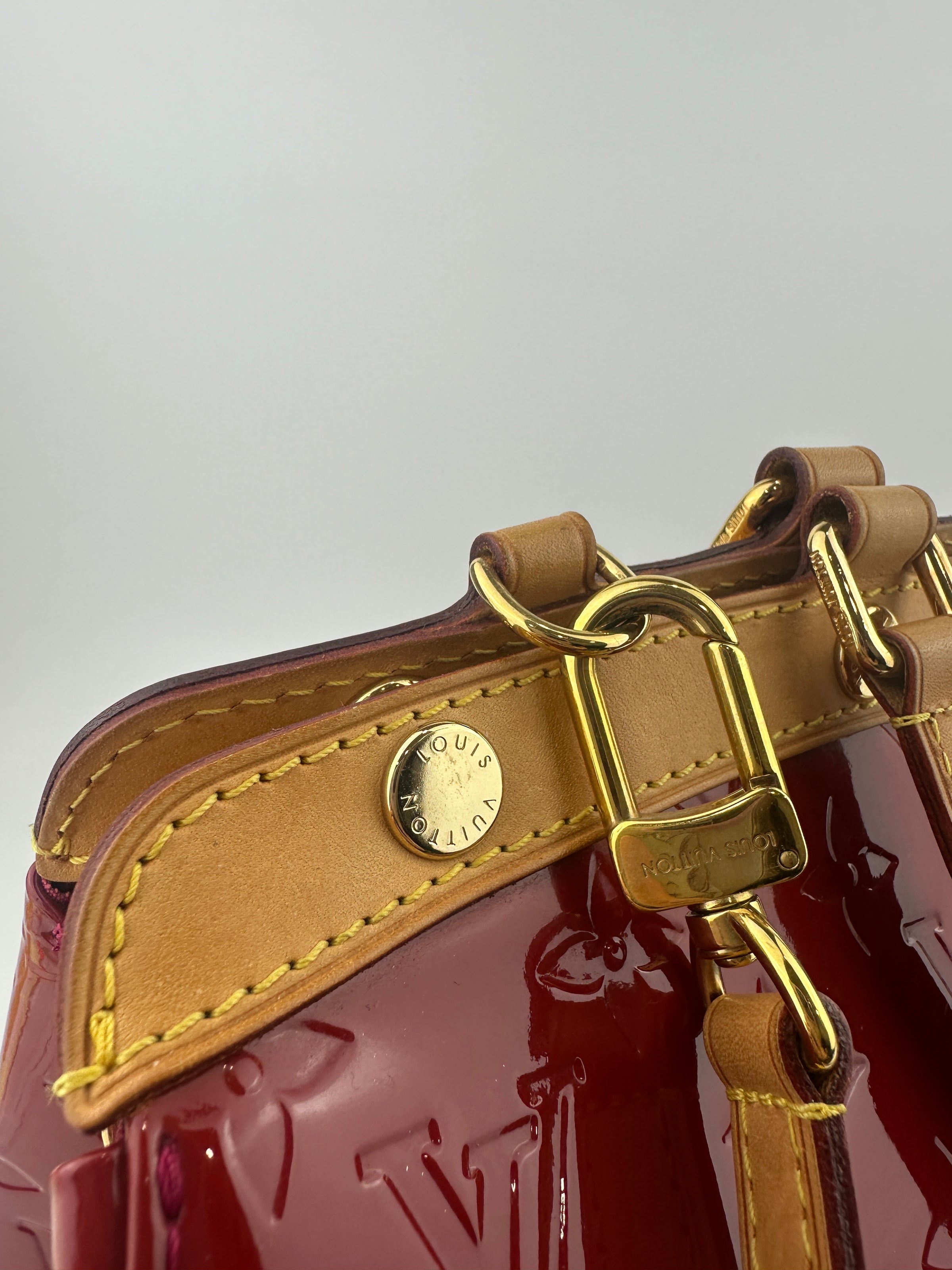 Brea MM Cerise Monogram Vernis Bag