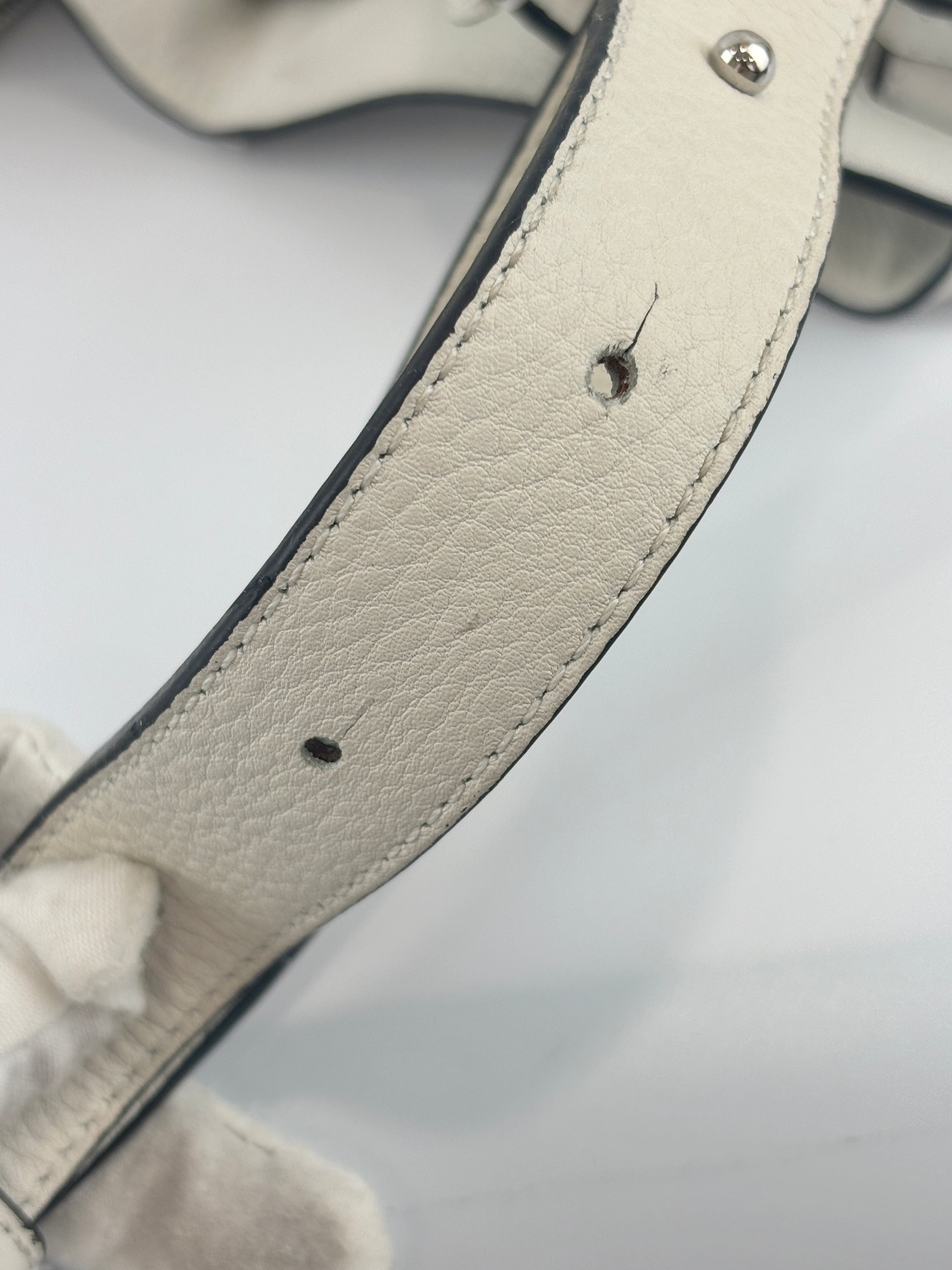 Small Hammock Bag in White Soft Grained Calfskin
