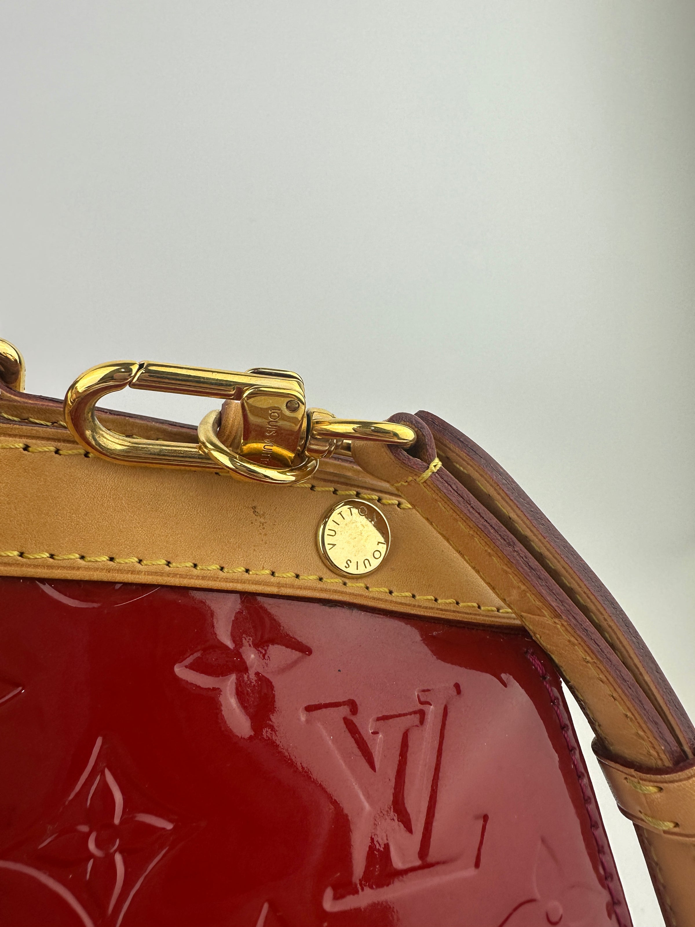 Brea MM Cerise Monogram Vernis Bag