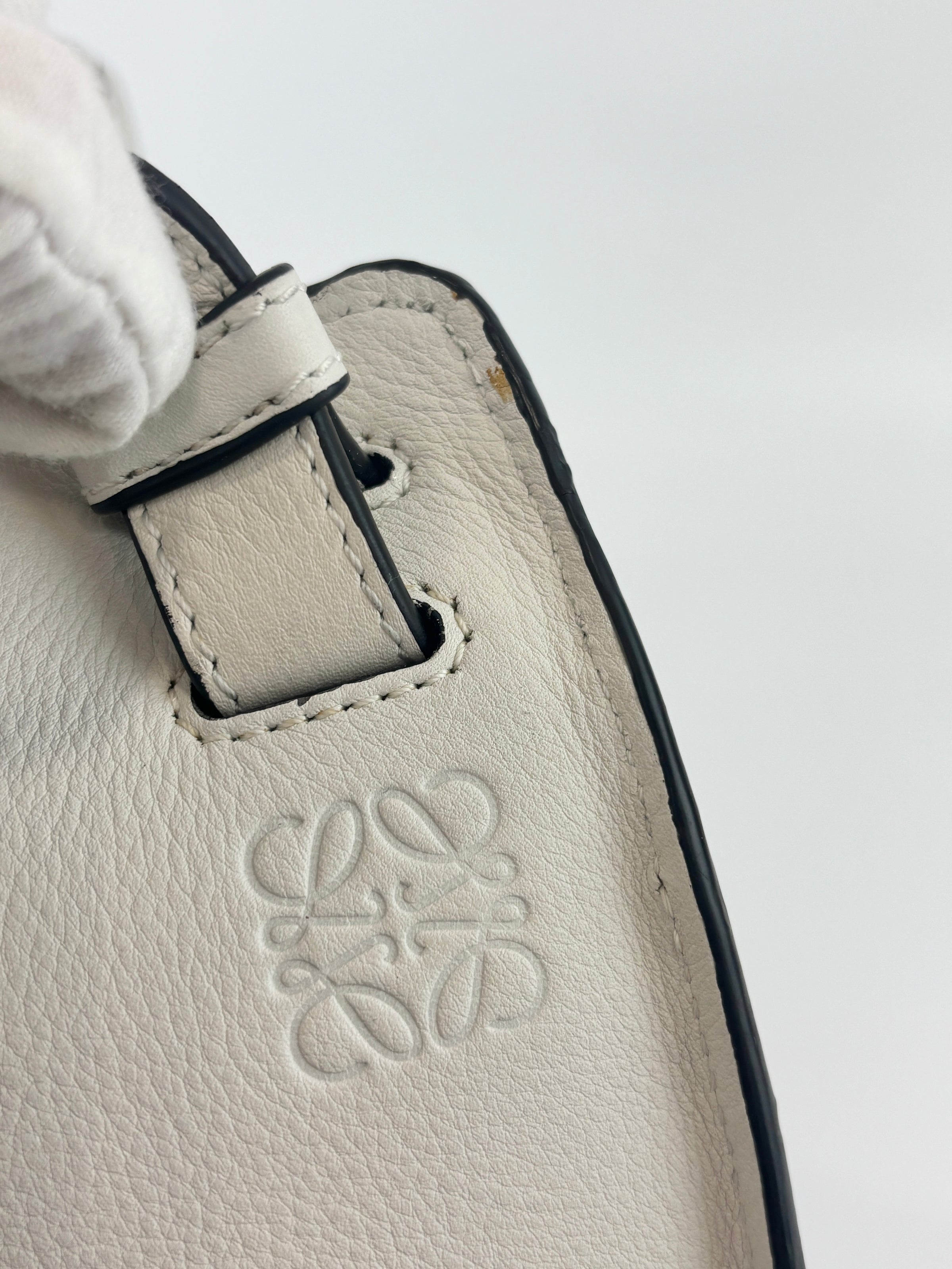 Small Hammock Bag in White Soft Grained Calfskin