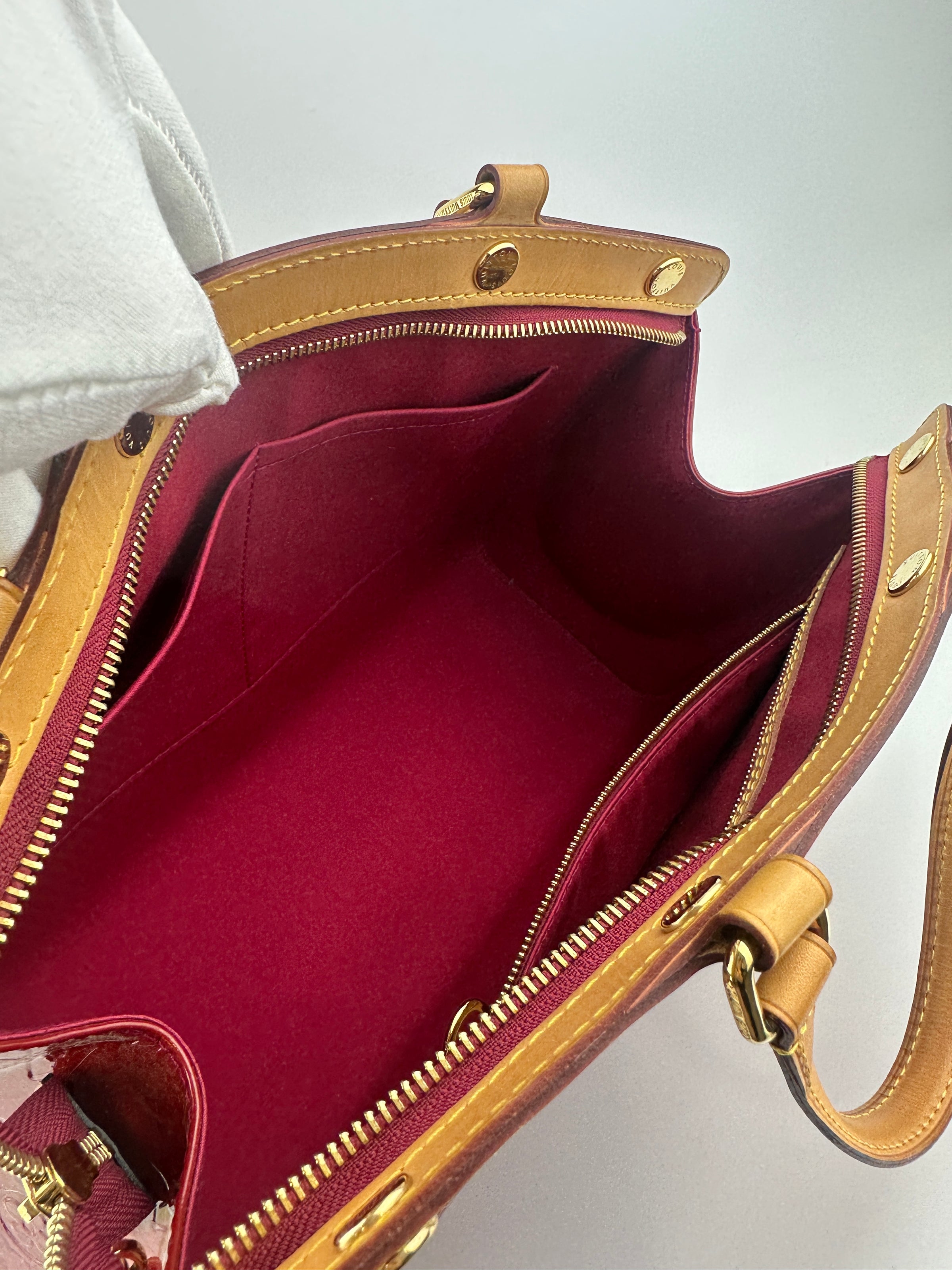 Brea MM Cerise Monogram Vernis Bag