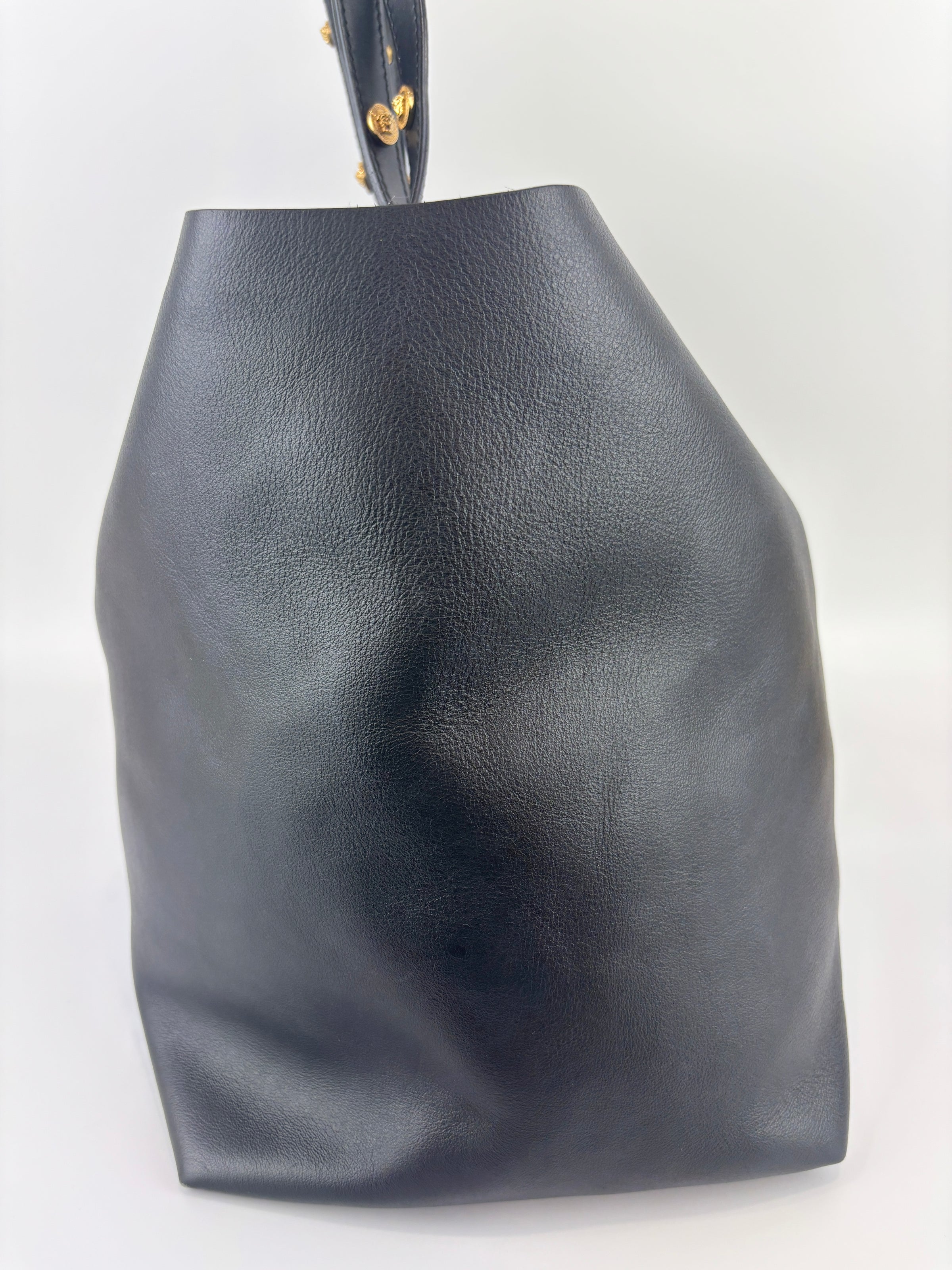 Black Studded Leather La Medusa Tote