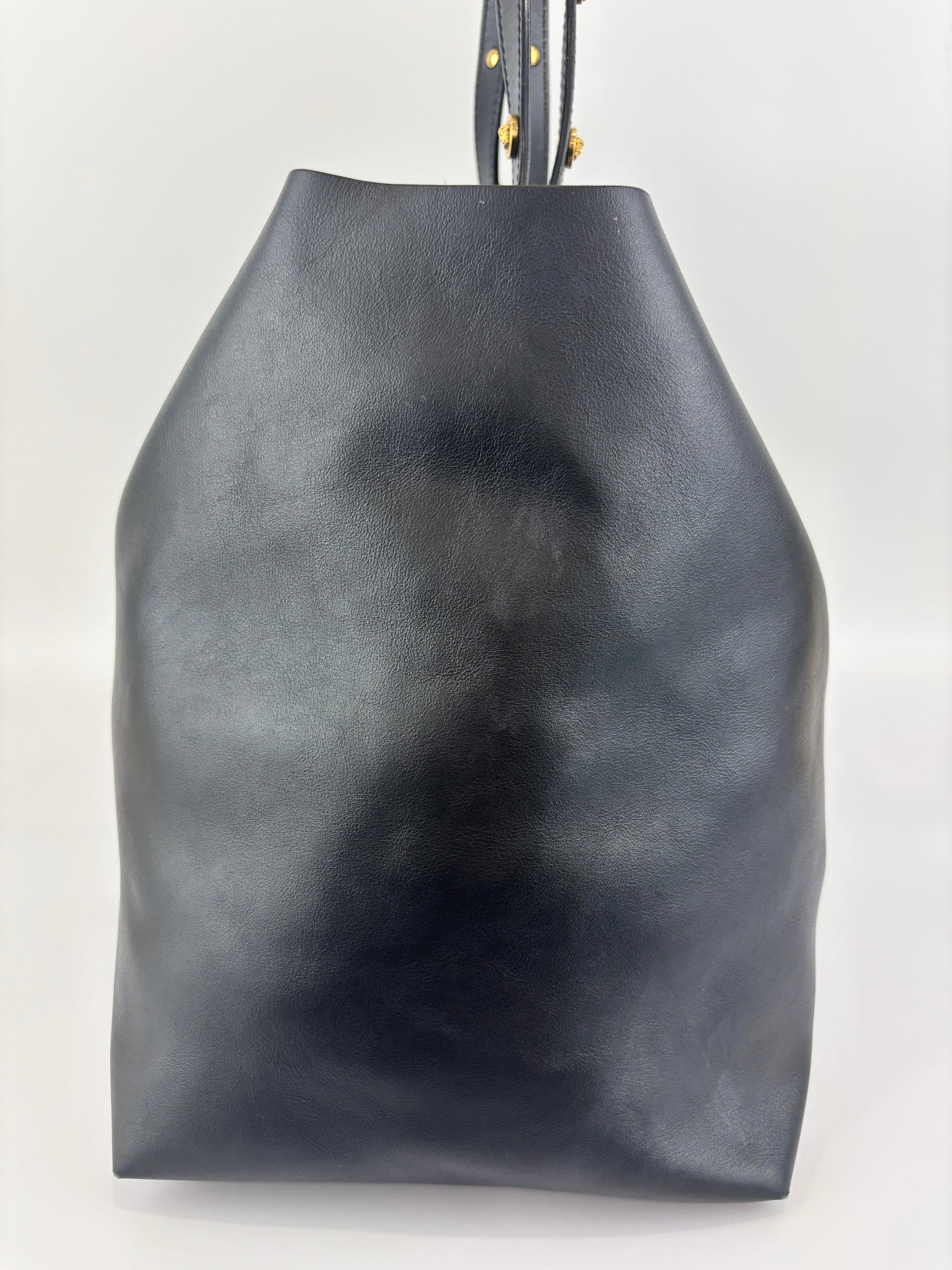 Black Studded Leather La Medusa Tote