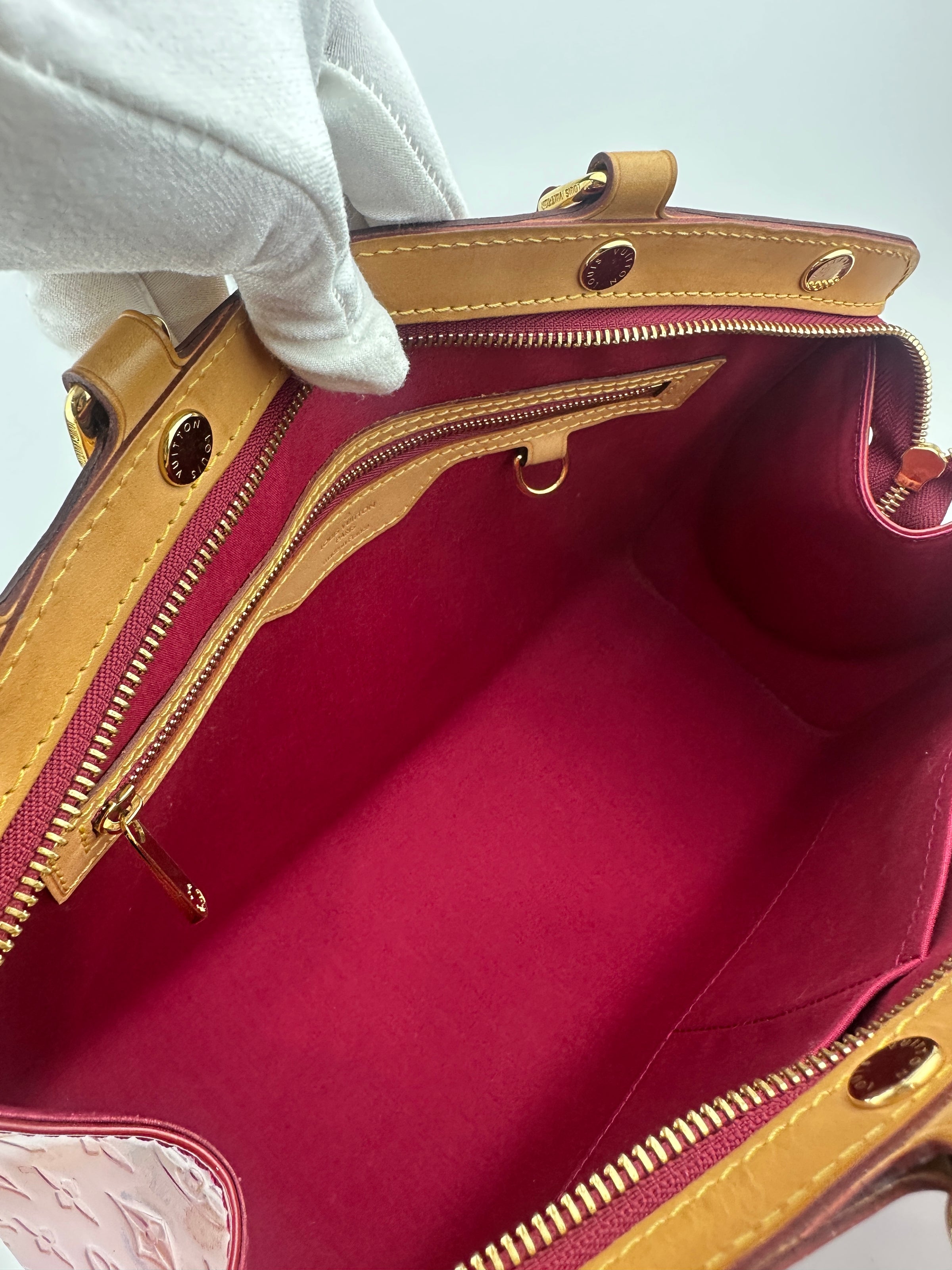Brea MM Cerise Monogram Vernis Bag