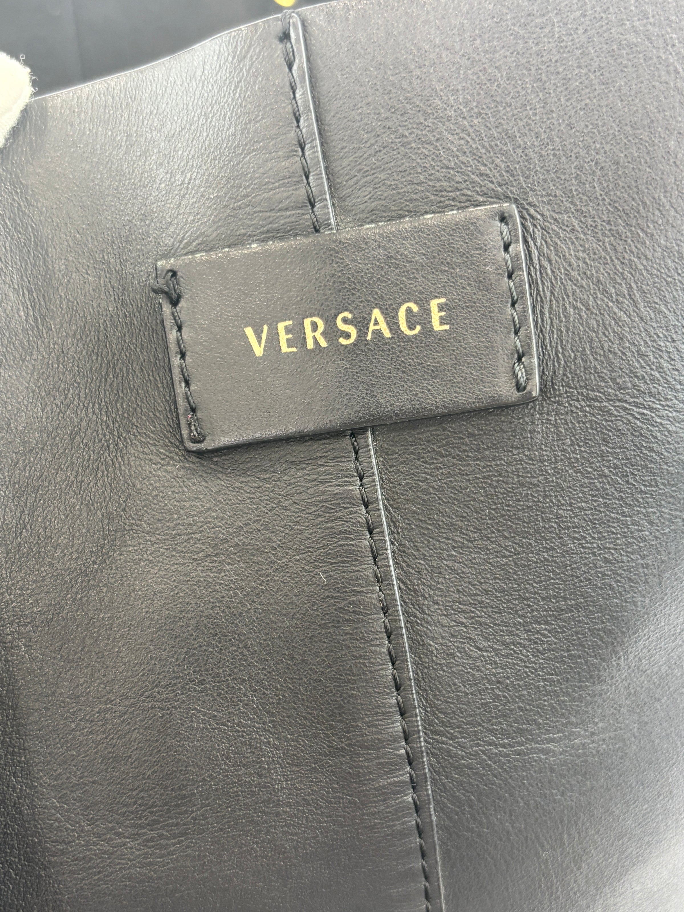Black Studded Leather La Medusa Tote