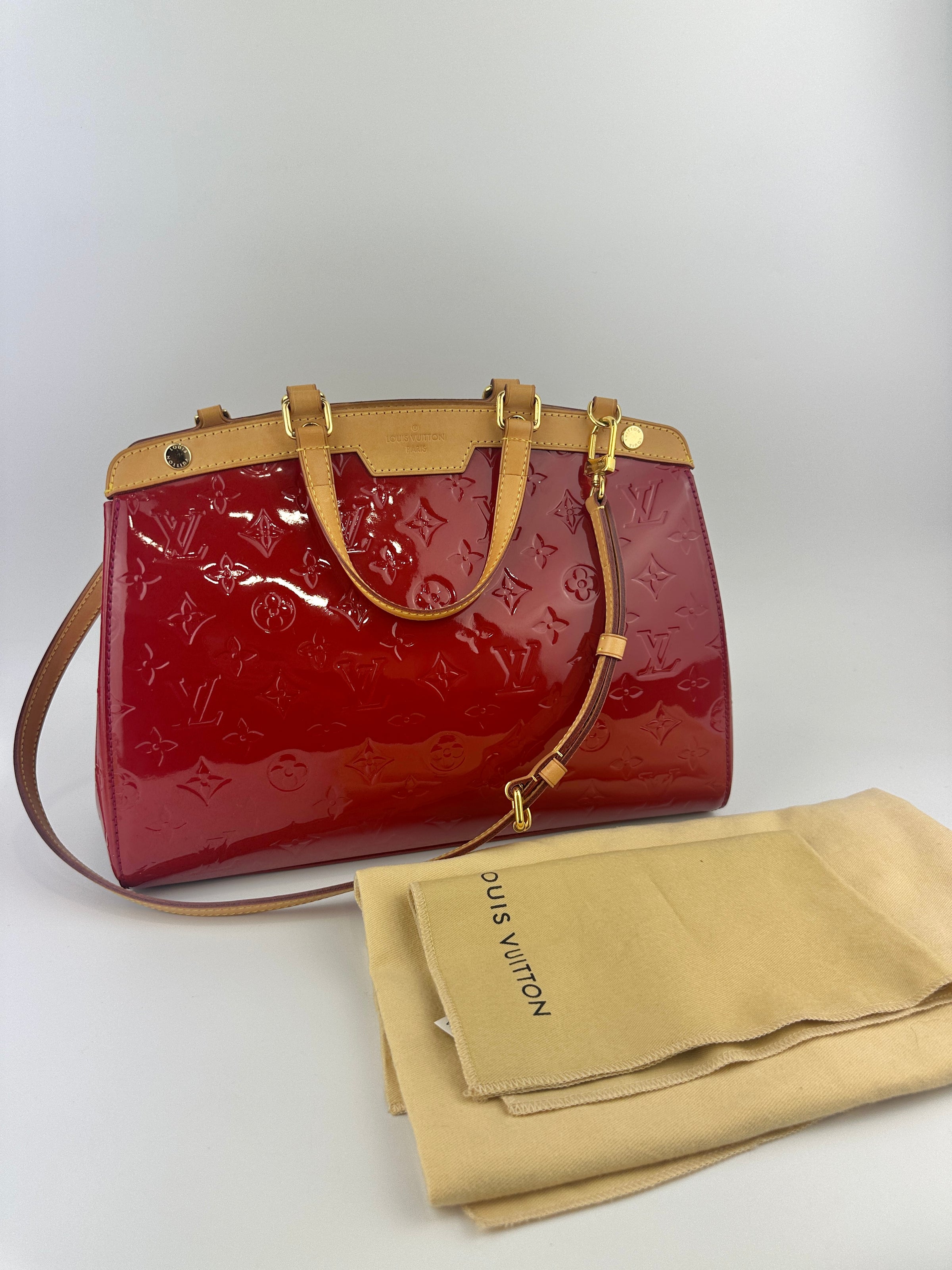 Brea MM Cerise Monogram Vernis Bag