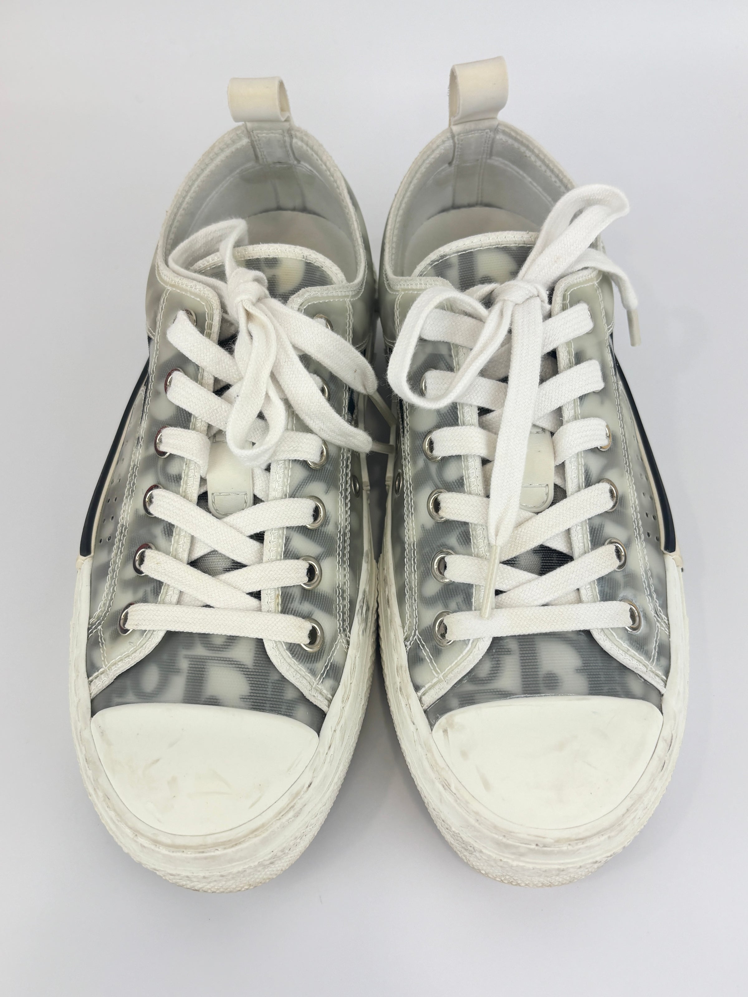 B23 Low Top Sneakers in White Black Oblique Technical Canvas Size 36