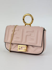 Nano Baguette Charm Nappa Matisse FF Embossed in Rosa Pink