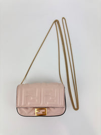 Nano Baguette Charm Nappa Matisse FF Embossed in Rosa Pink