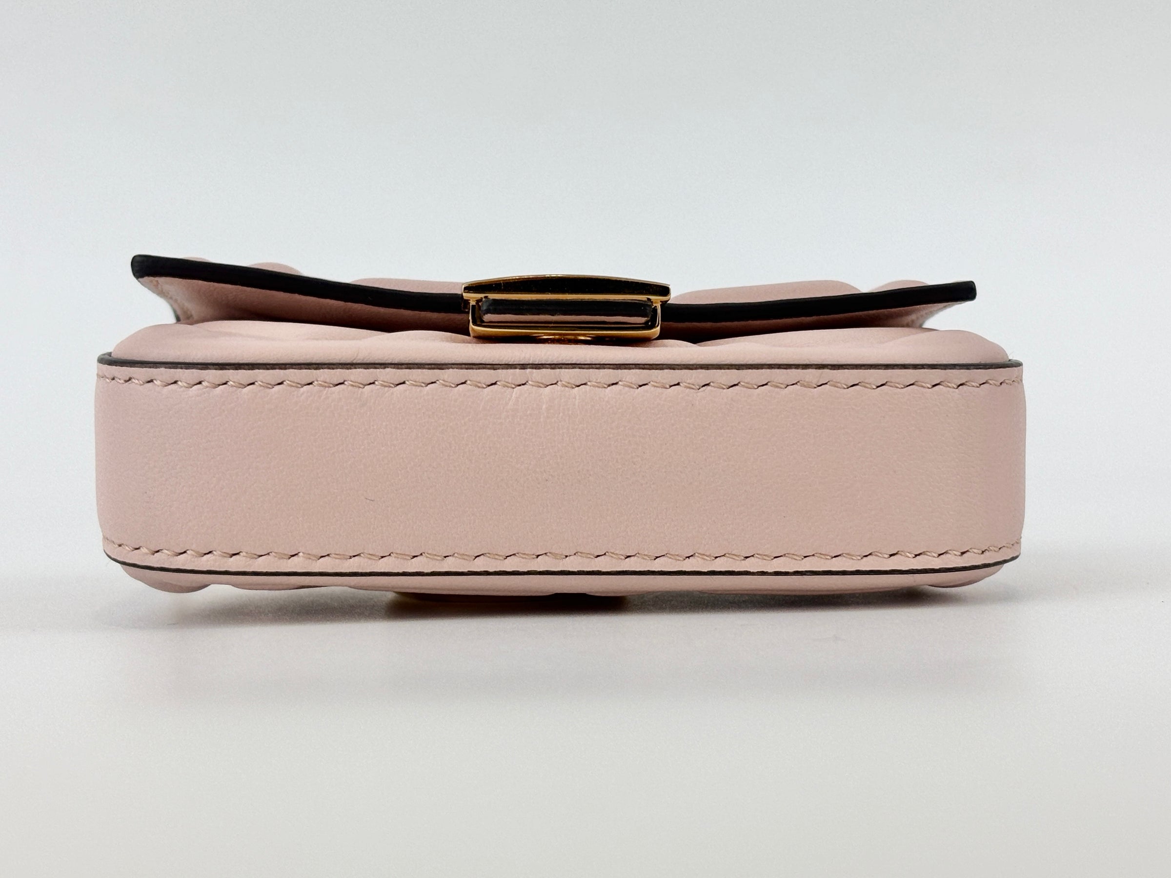 Nano Baguette Charm Nappa Matisse FF Embossed in Rosa Pink