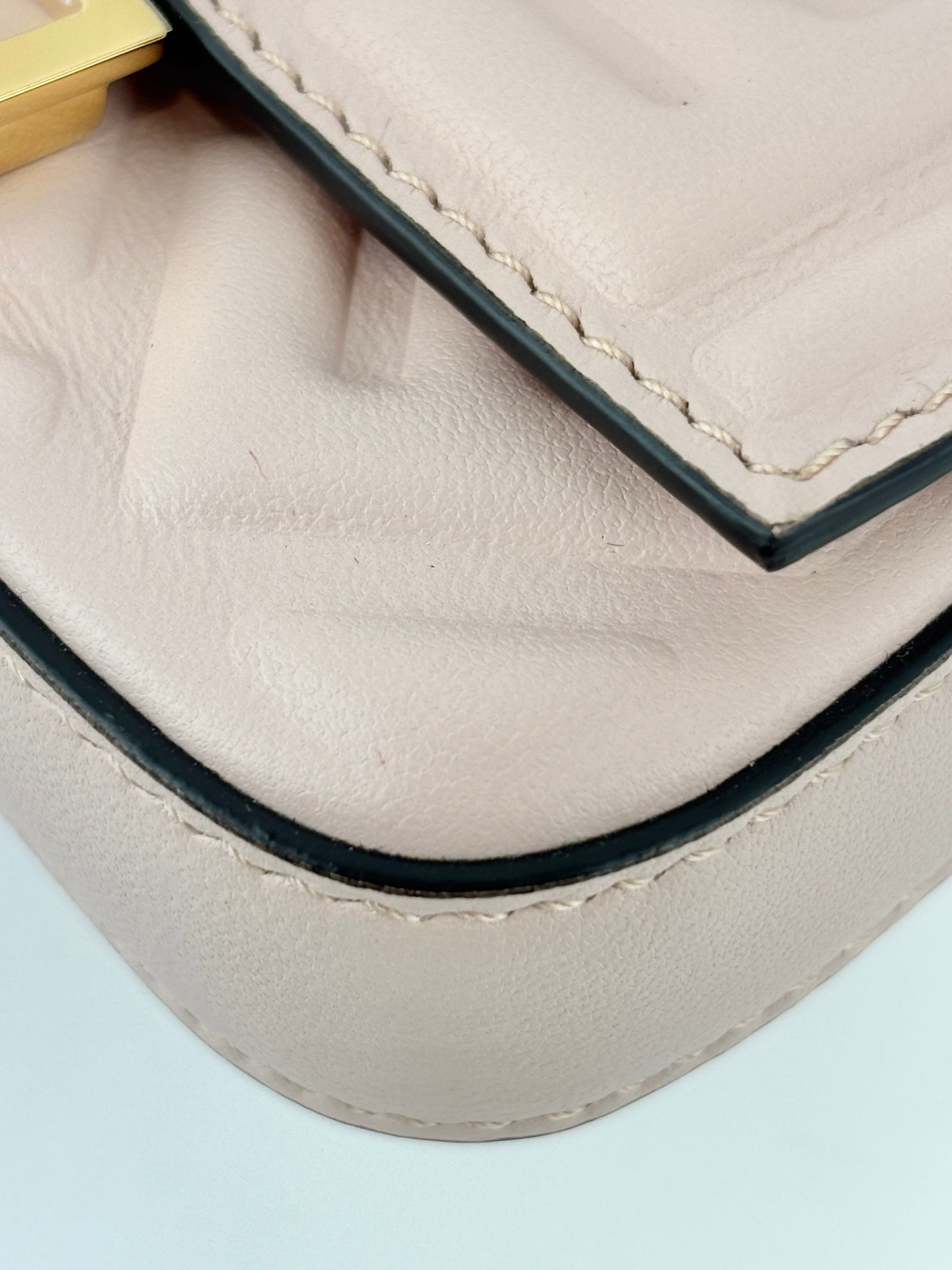 Nano Baguette Charm Nappa Matisse FF Embossed in Rosa Pink
