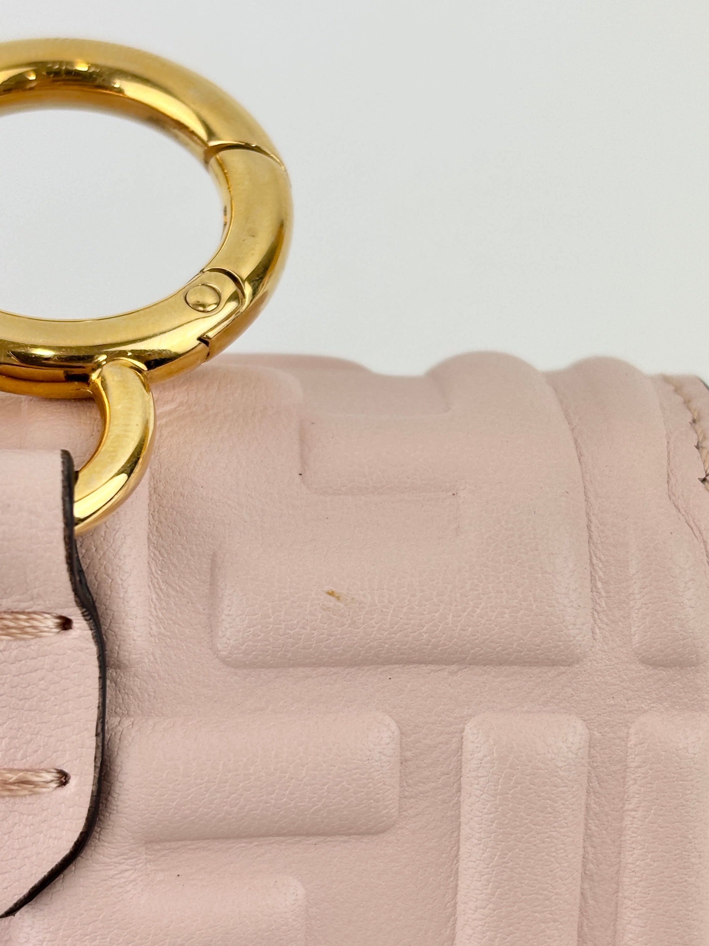 Nano Baguette Charm Nappa Matisse FF Embossed in Rosa Pink