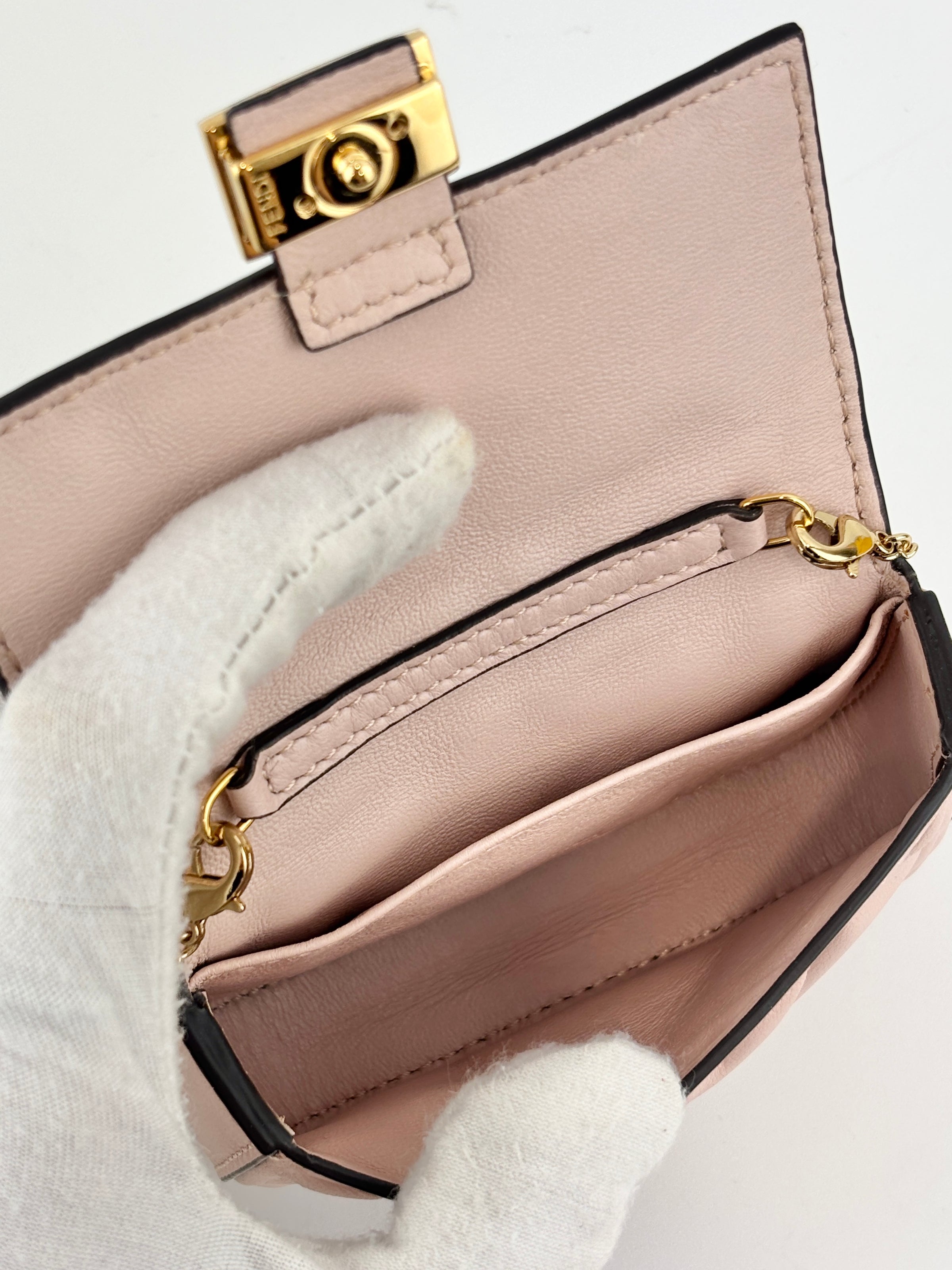 Nano Baguette Charm Nappa Matisse FF Embossed in Rosa Pink