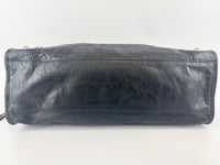 Metallic Edge City Bag in Black Lambskin SHW