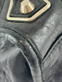 Metallic Edge City Bag in Black Lambskin SHW
