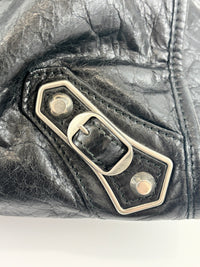 Metallic Edge City Bag in Black Lambskin SHW