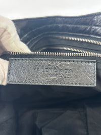 Metallic Edge City Bag in Black Lambskin SHW