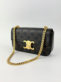 Chain Shoulder Bag in Triomphe Coated Canvas Brown