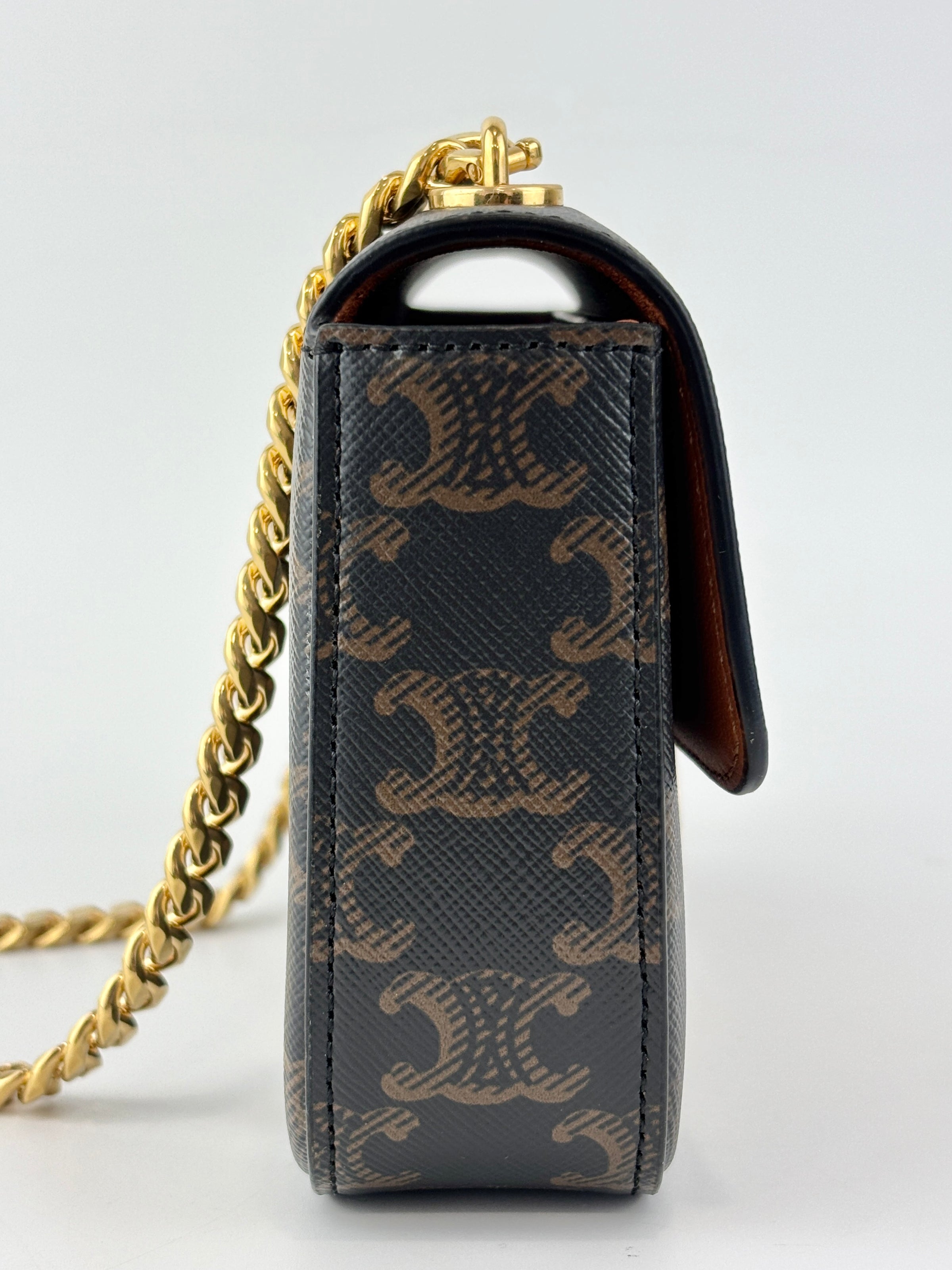Chain Shoulder Bag in Triomphe Coated Canvas Brown