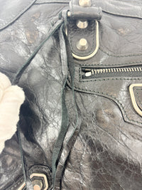 Metallic Edge City Bag in Black Lambskin SHW