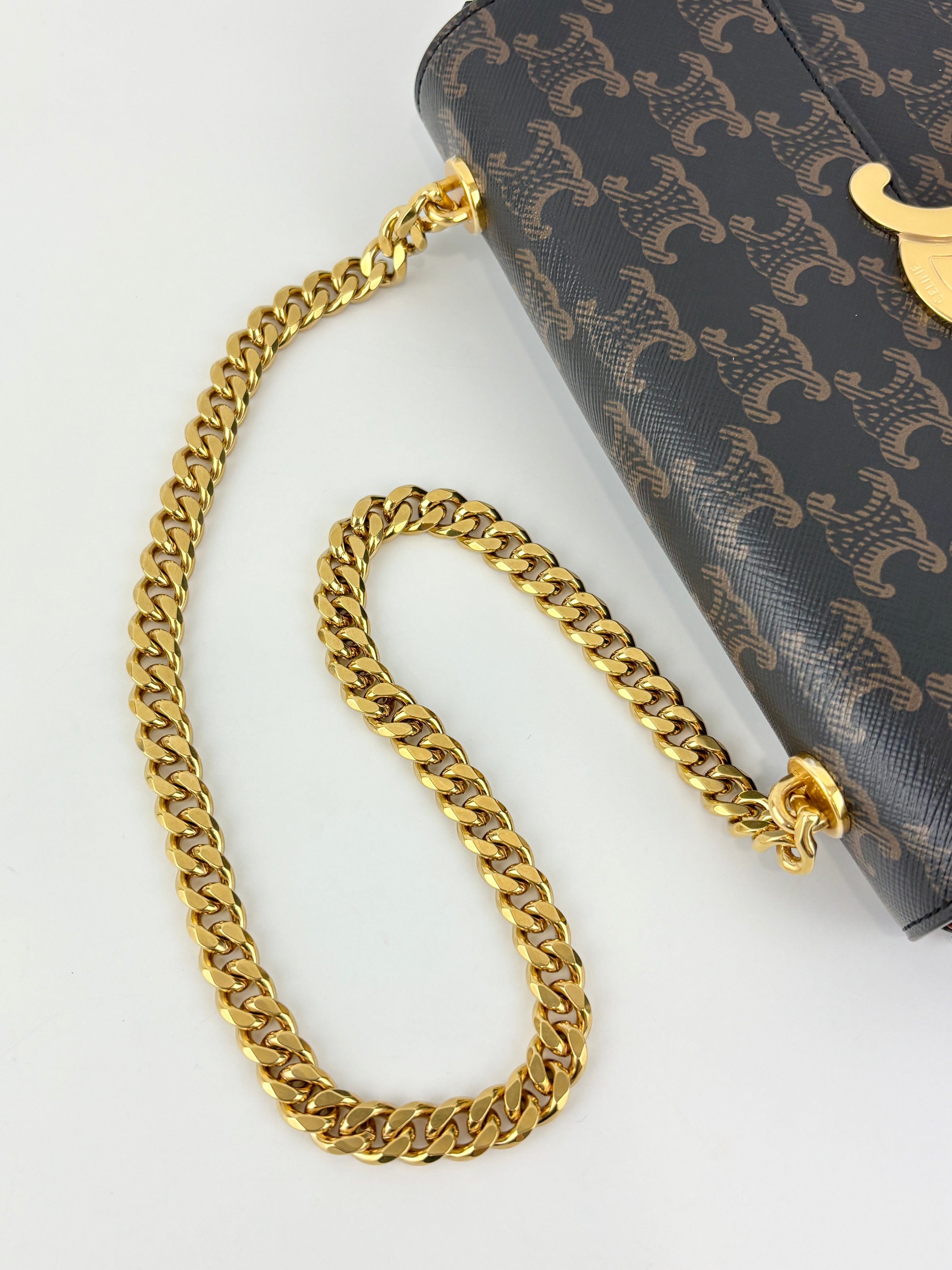 Chain Shoulder Bag in Triomphe Coated Canvas Brown