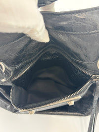 Metallic Edge City Bag in Black Lambskin SHW