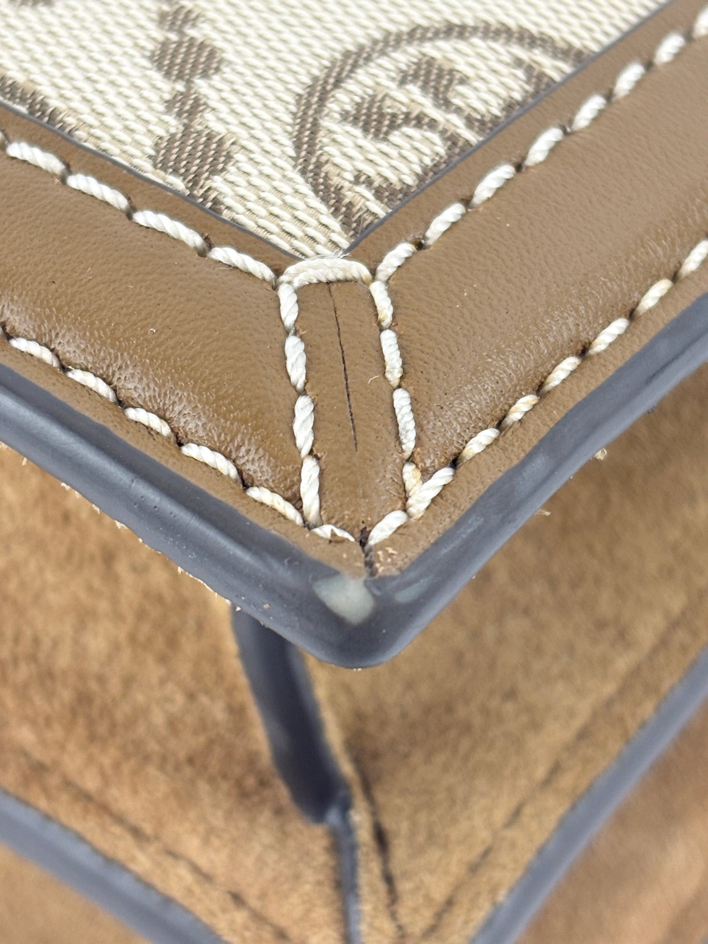 T Monogram Hazelnut Jacquard Shoulder Bag GHW