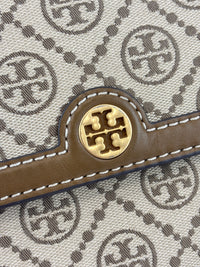 T Monogram Hazelnut Jacquard Shoulder Bag GHW