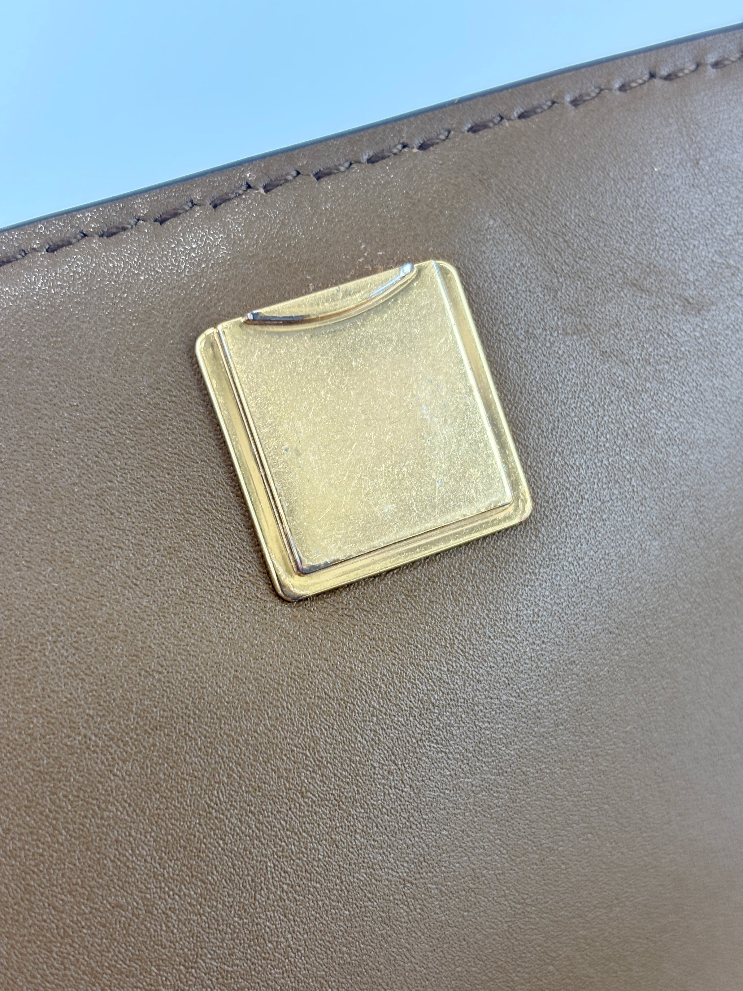 T Monogram Hazelnut Jacquard Shoulder Bag GHW