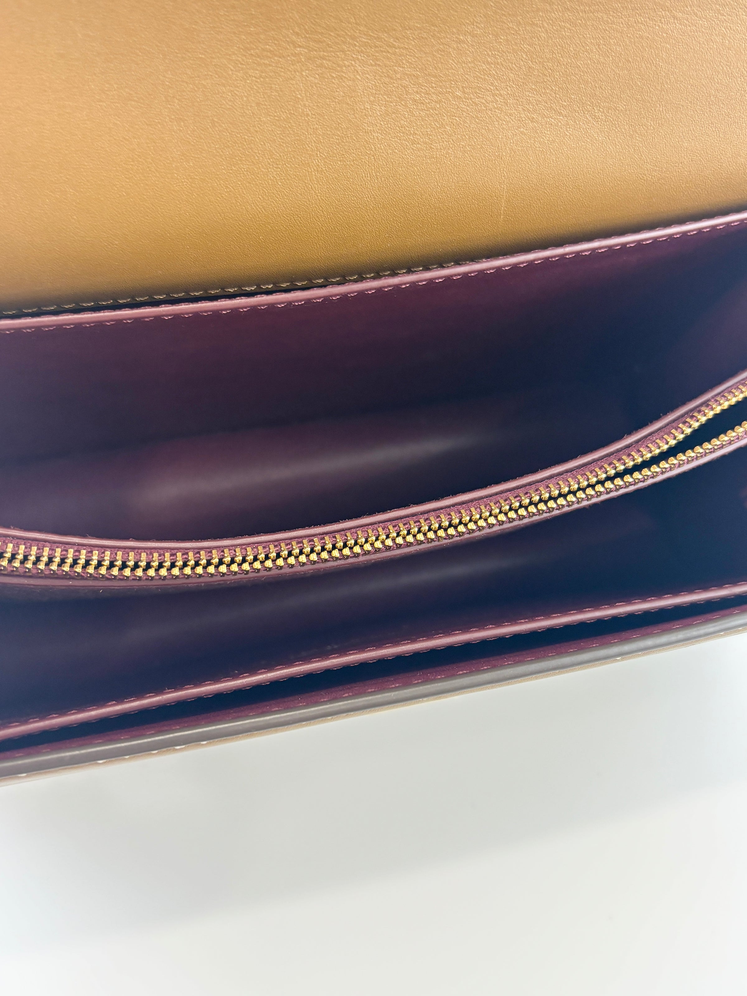 T Monogram Hazelnut Jacquard Shoulder Bag GHW