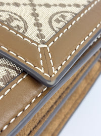T Monogram Hazelnut Jacquard Shoulder Bag GHW