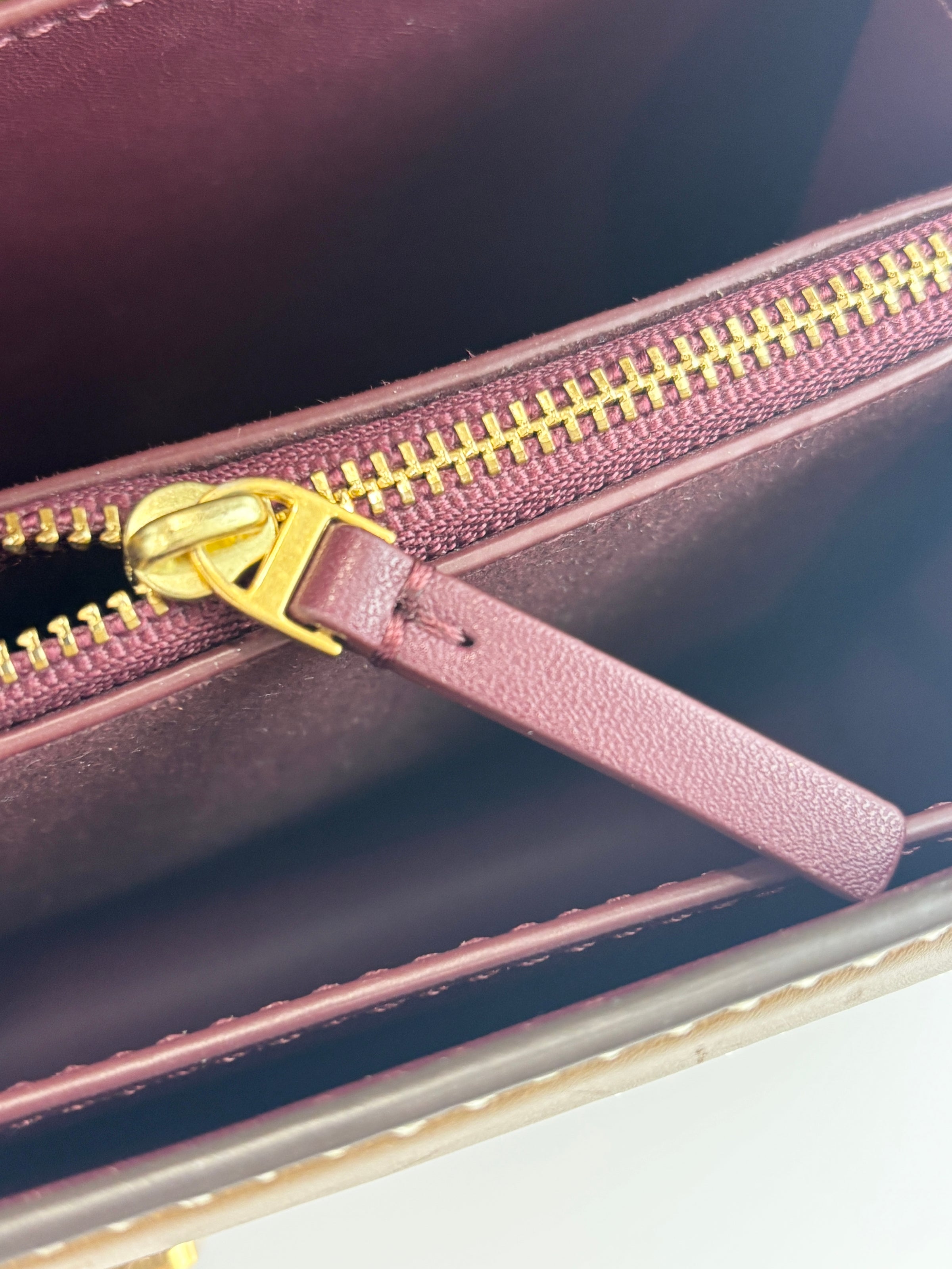 T Monogram Hazelnut Jacquard Shoulder Bag GHW