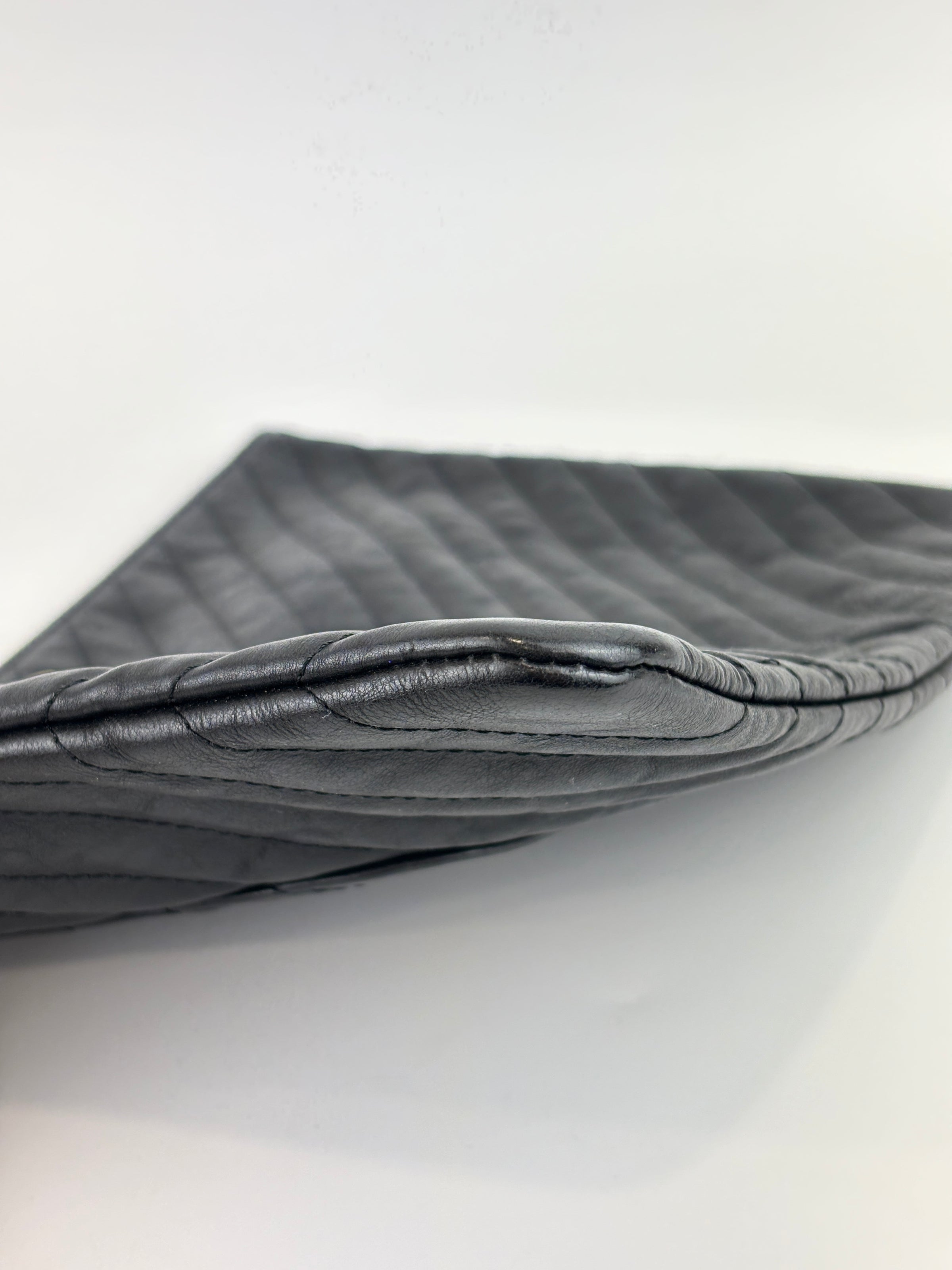 Medium O Case Clutch Chevron Crinkled Calfskin GHW