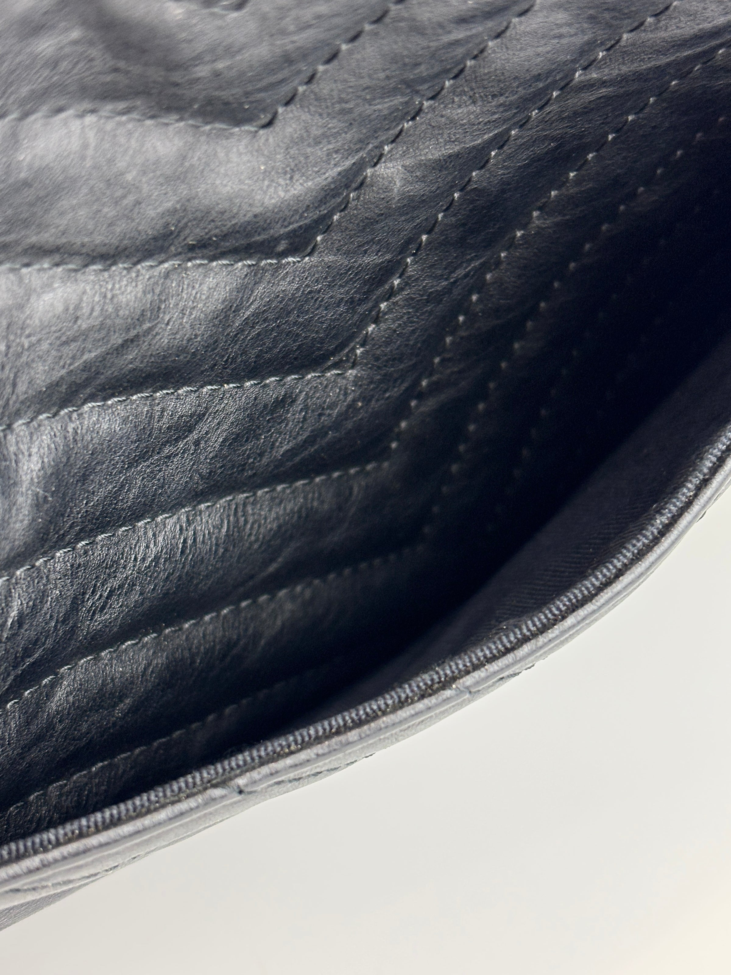 Medium O Case Clutch Chevron Crinkled Calfskin GHW