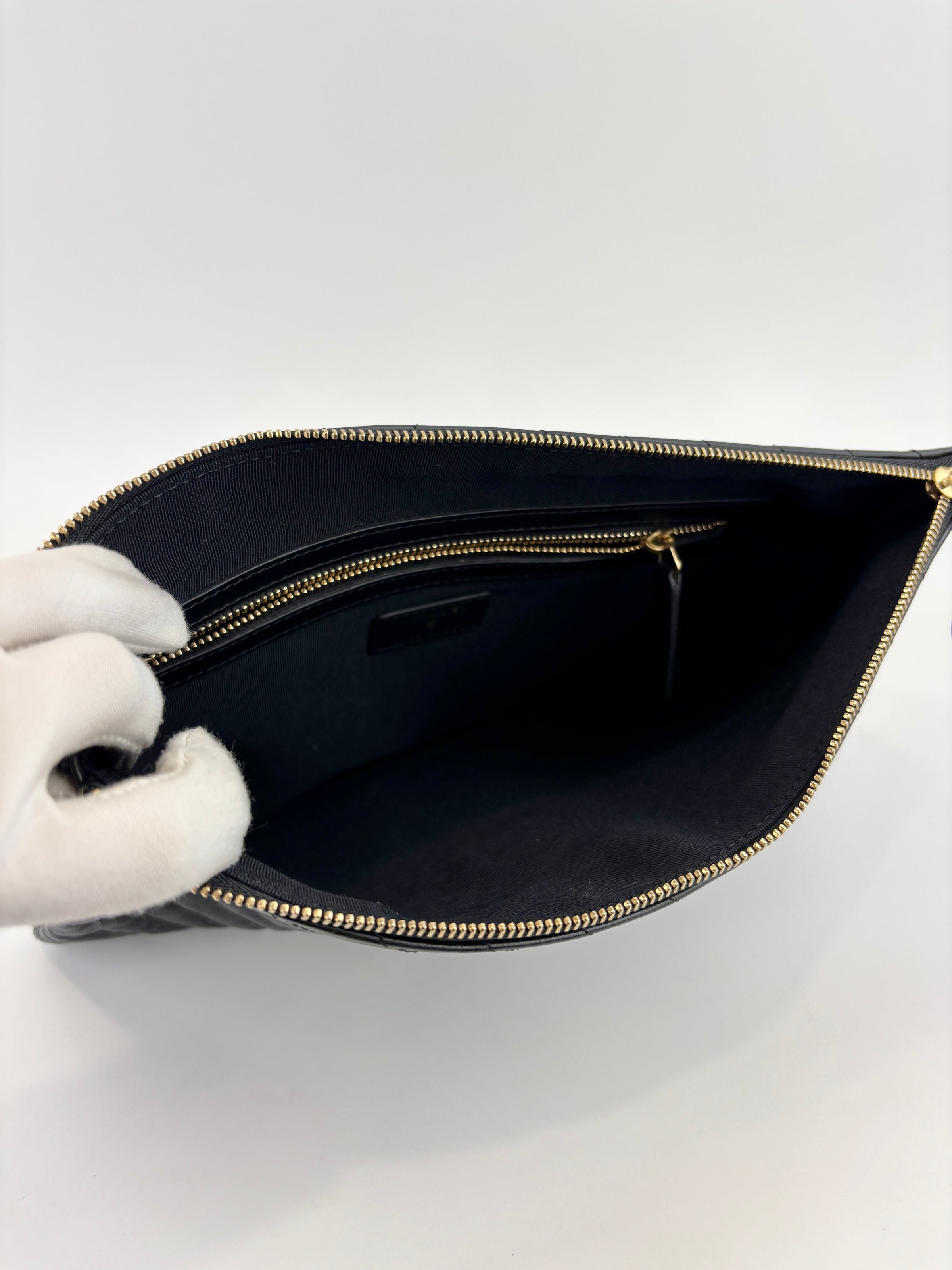 Medium O Case Clutch Chevron Crinkled Calfskin GHW