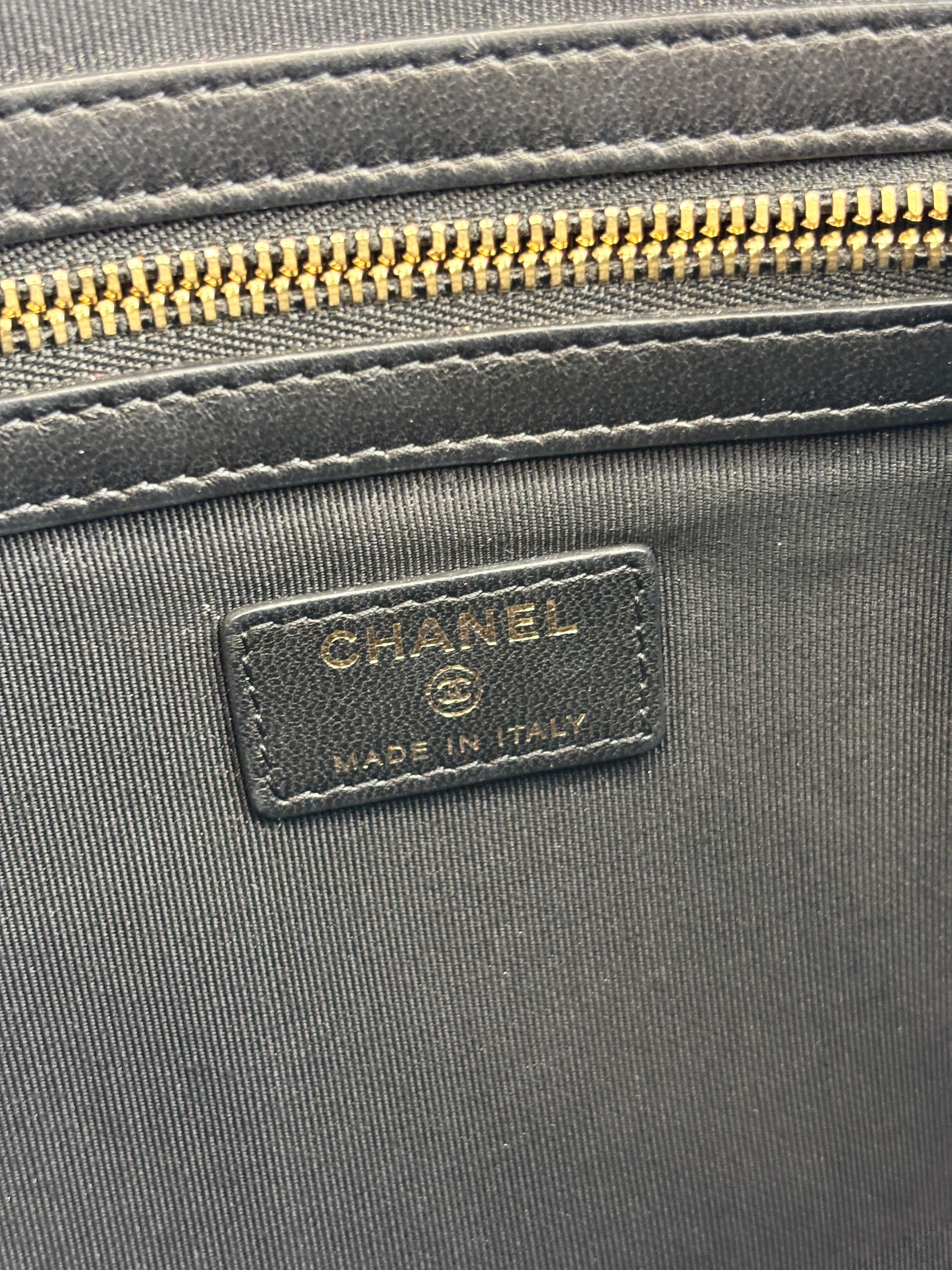 Medium O Case Clutch Chevron Crinkled Calfskin GHW