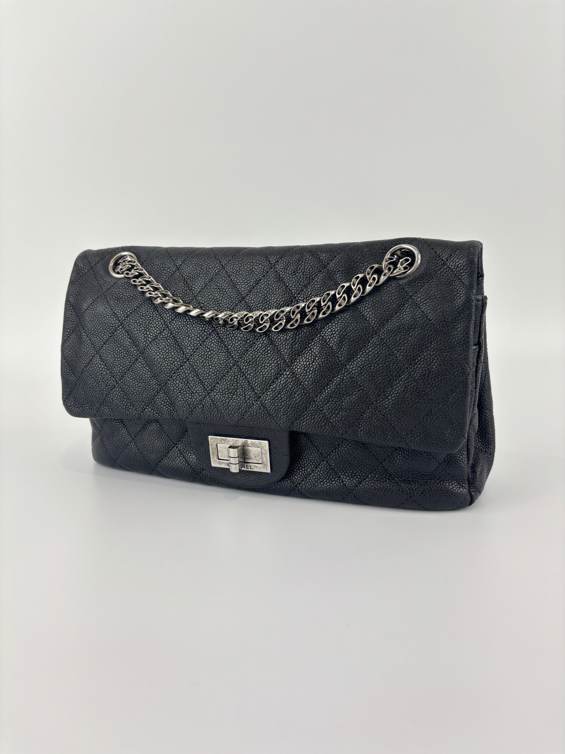 Black Quilted Matte Caviar Bijoux Chain 225 Reissue 2.55 Flap RHW