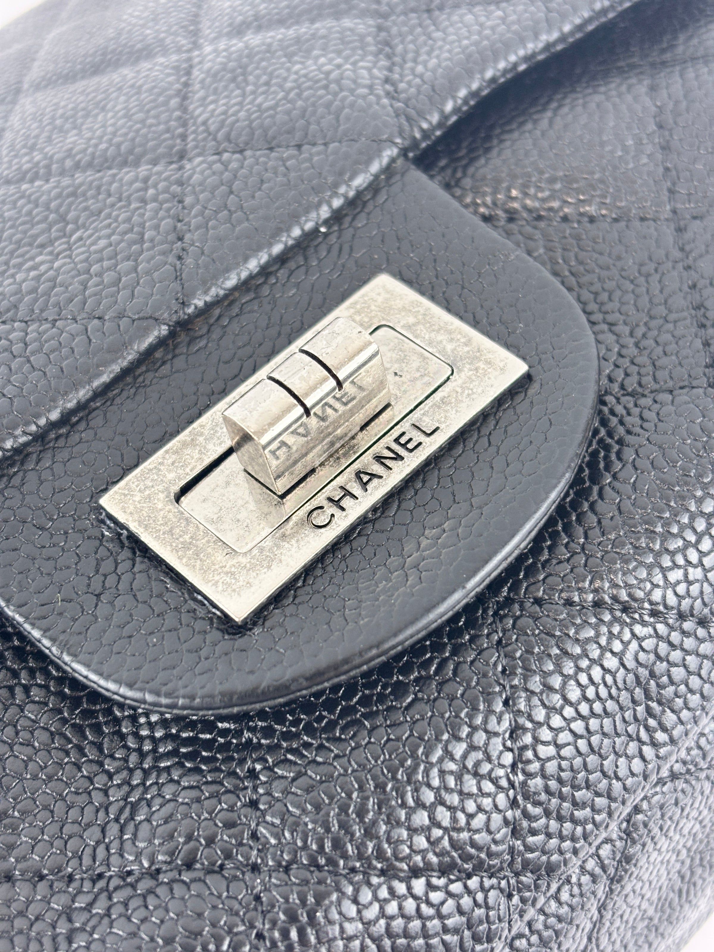 Black Quilted Matte Caviar Bijoux Chain 225 Reissue 2.55 Flap RHW