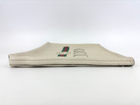 White Leather Logo Print Portfolio Clutch Bag