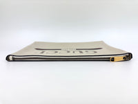 White Leather Logo Print Portfolio Clutch Bag