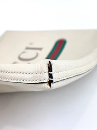 White Leather Logo Print Portfolio Clutch Bag