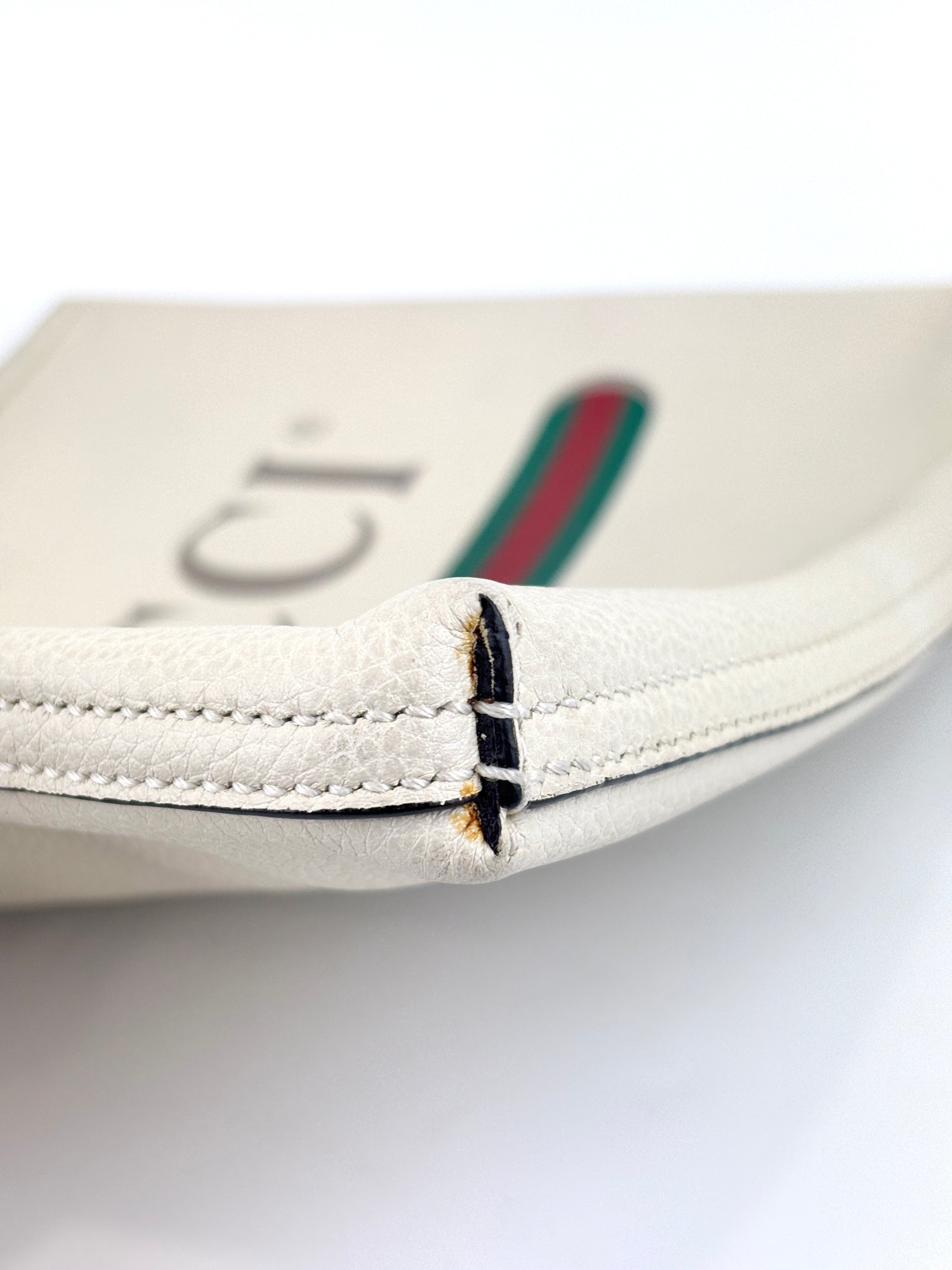 White Leather Logo Print Portfolio Clutch Bag