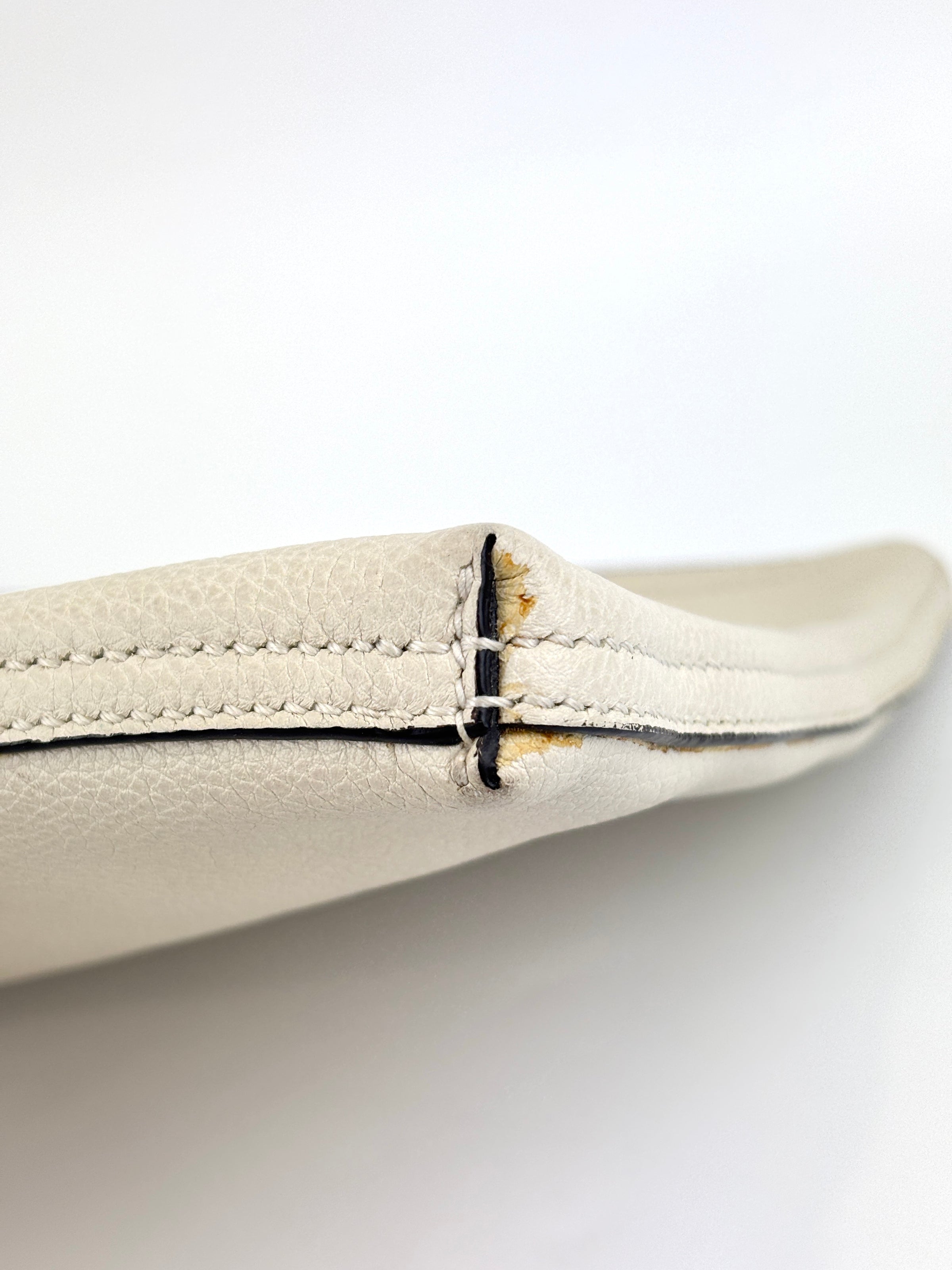 White Leather Logo Print Portfolio Clutch Bag