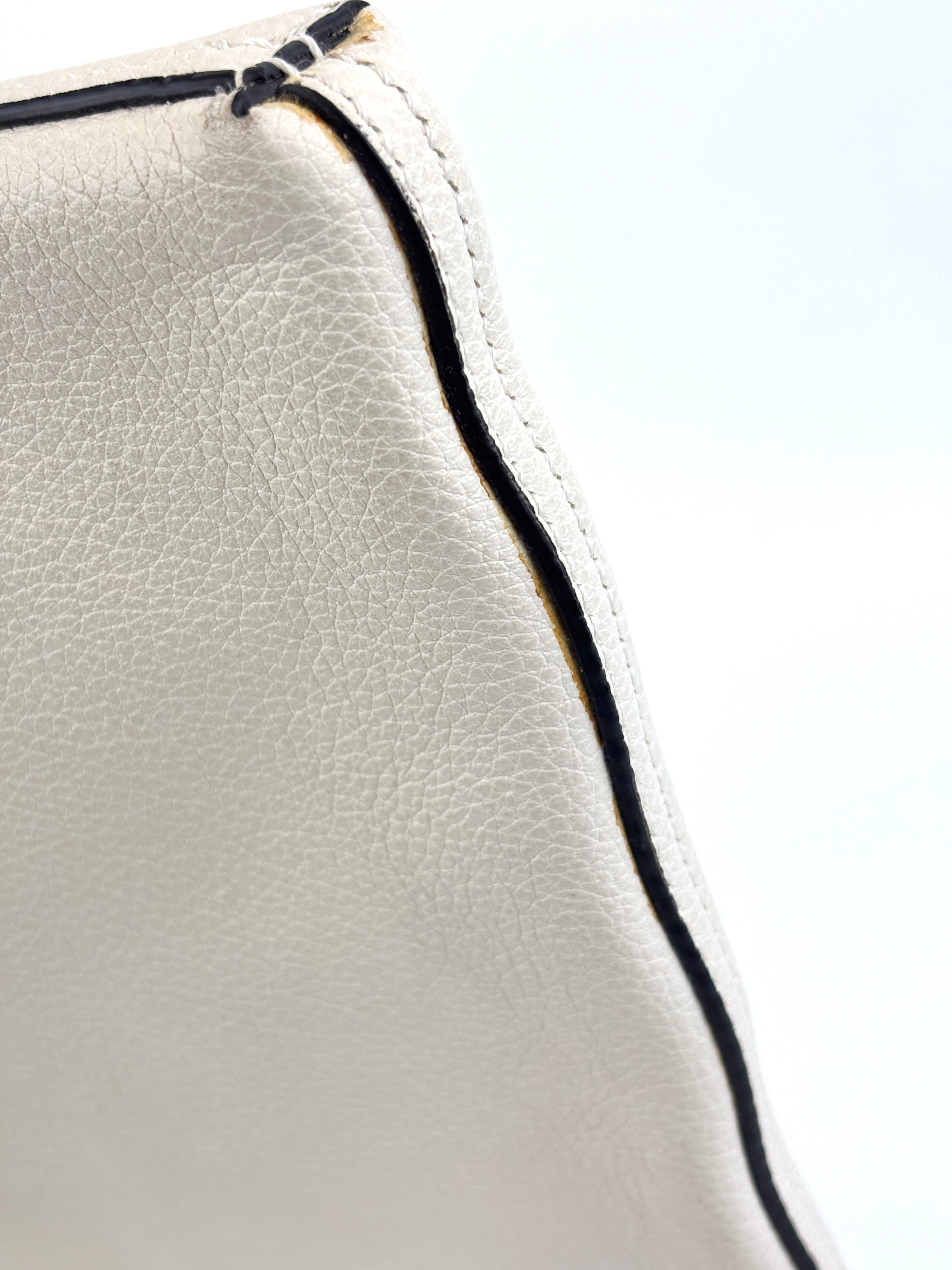 White Leather Logo Print Portfolio Clutch Bag