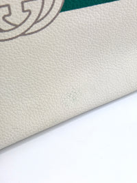 White Leather Logo Print Portfolio Clutch Bag