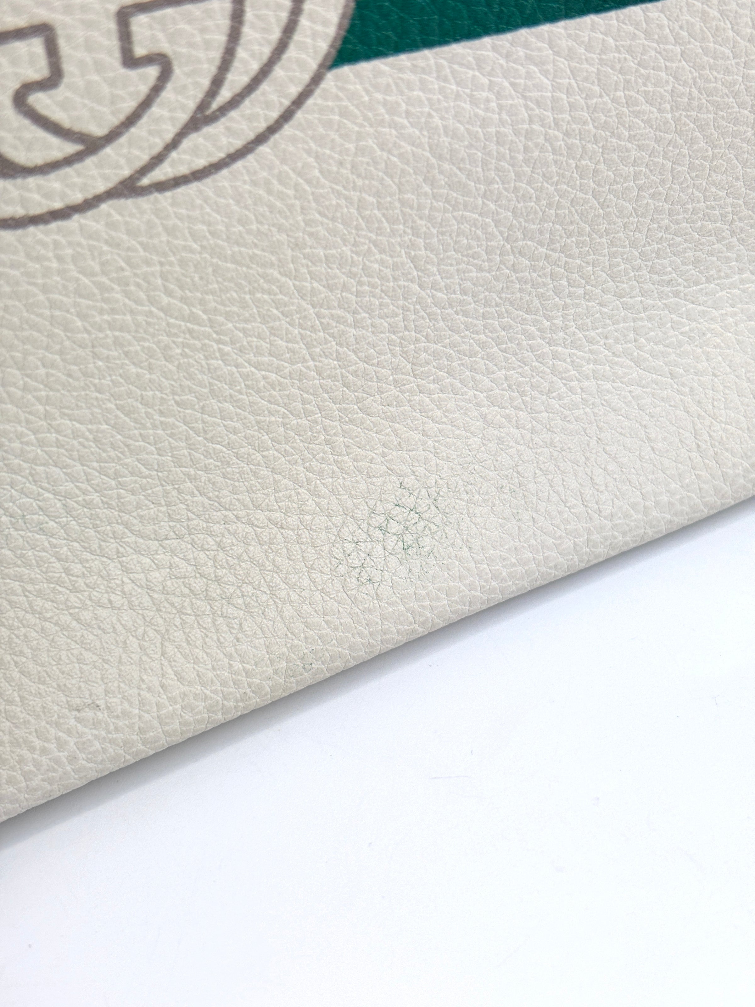 White Leather Logo Print Portfolio Clutch Bag
