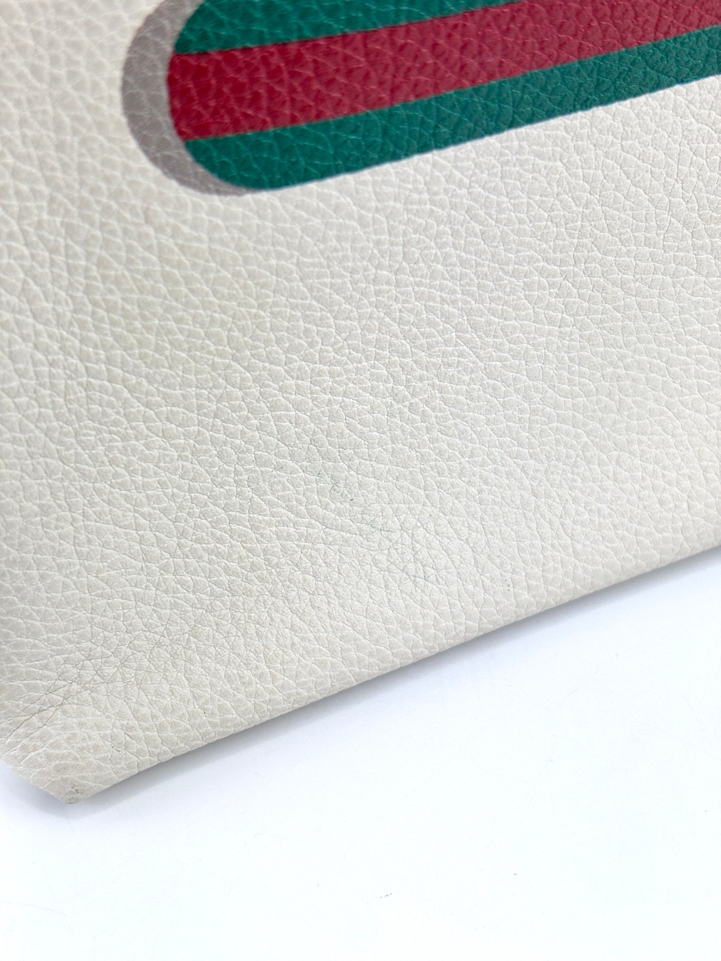 White Leather Logo Print Portfolio Clutch Bag