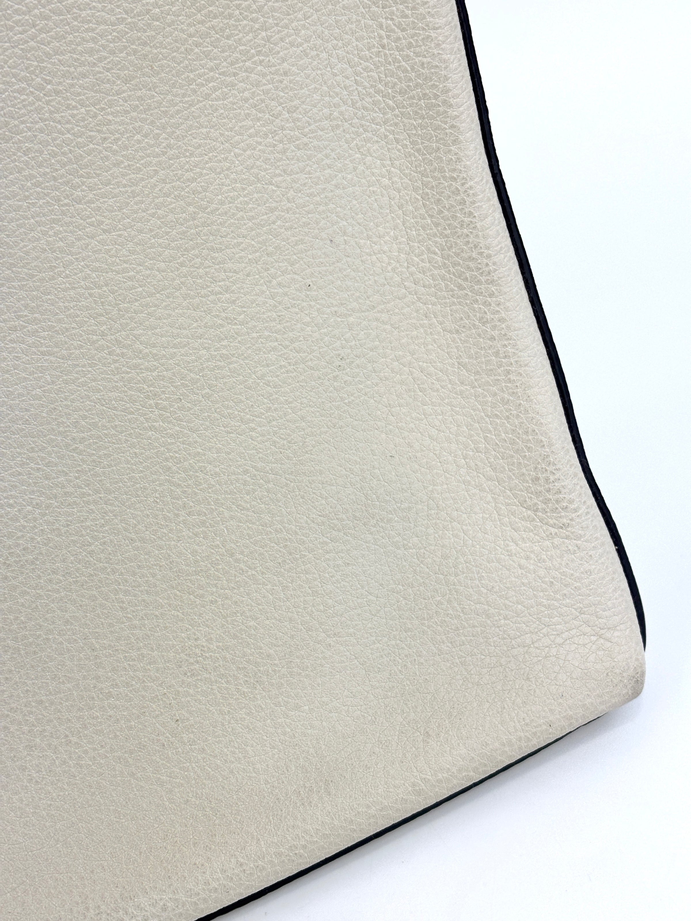 White Leather Logo Print Portfolio Clutch Bag
